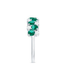 Round Created Emerald and Moissanite Cluster Half Eternity Ring Lab Created Emerald - ( AAAA ) - Quality - Rosec Jewels