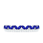 Marquise Cut Created Blue Sapphire Half Eternity Stackable Ring with Diamond Lab Created Blue Sapphire - ( AAAA ) - Quality - Rosec Jewels