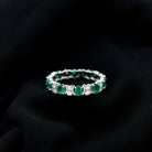 Oval Emerald and Moissanite Eternity Ring Emerald - ( AAA ) - Quality - Rosec Jewels