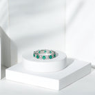 Oval Emerald and Moissanite Eternity Ring Emerald - ( AAA ) - Quality - Rosec Jewels