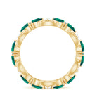 Pear Cut Created Emerald East West Gold Eternity Ring with Moissanite Lab Created Emerald - ( AAAA ) - Quality - Rosec Jewels