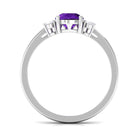 Pear Shape Amethyst Solitaire Ring with Diamond Side Stones Amethyst - ( AAA ) - Quality - Rosec Jewels