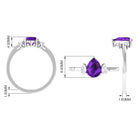 Pear Shape Amethyst Solitaire Ring with Diamond Side Stones Amethyst - ( AAA ) - Quality - Rosec Jewels