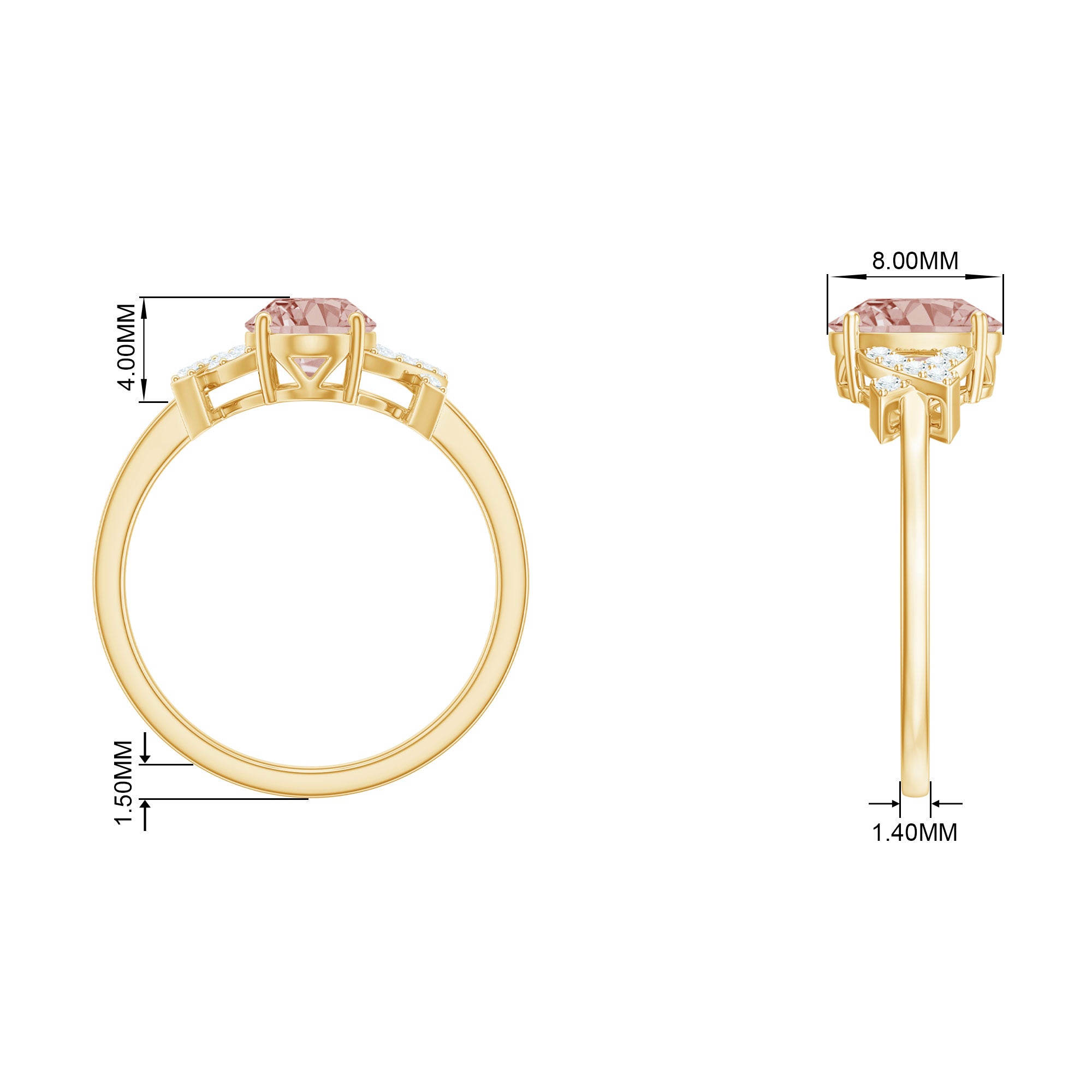 Split Shank Oval Morganite and Diamond Solitaire Engagement Ring Morganite - ( AAA ) - Quality - Rosec Jewels