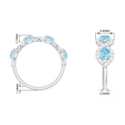 Braided Half Eternity Ring with Aquamarine and Diamond Aquamarine - ( AAA ) - Quality - Rosec Jewels