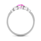 Solitaire Pink Sapphire and Diamond Heart Promise Ring Pink Sapphire - ( AAA ) - Quality - Rosec Jewels