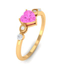 Solitaire Pink Sapphire and Diamond Heart Promise Ring Pink Sapphire - ( AAA ) - Quality - Rosec Jewels