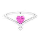 Heart Shape Pink Sapphire Solitaire Ring with Diamond Pink Sapphire - ( AAA ) - Quality - Rosec Jewels