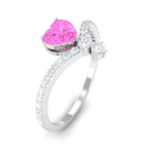 Heart Shape Pink Sapphire Solitaire Ring with Diamond Pink Sapphire - ( AAA ) - Quality - Rosec Jewels