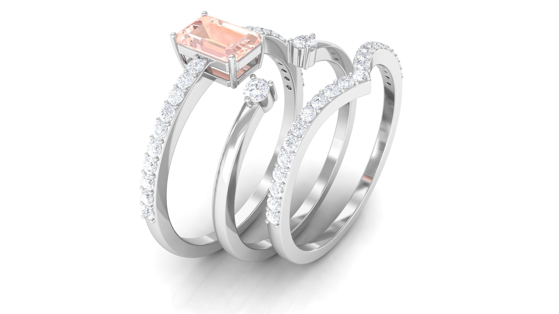 Morganite and Diamond Ring Set in Prong Setting Morganite - ( AAA ) - Quality - Rosec Jewels