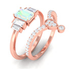 Real Ethiopian Opal and Moissanite Ring Set Ethiopian Opal - ( AAA ) - Quality - Rosec Jewels