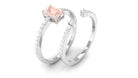 Emerald Cut Morganite and Diamond Solitaire Ring Set Morganite - ( AAA ) - Quality - Rosec Jewels