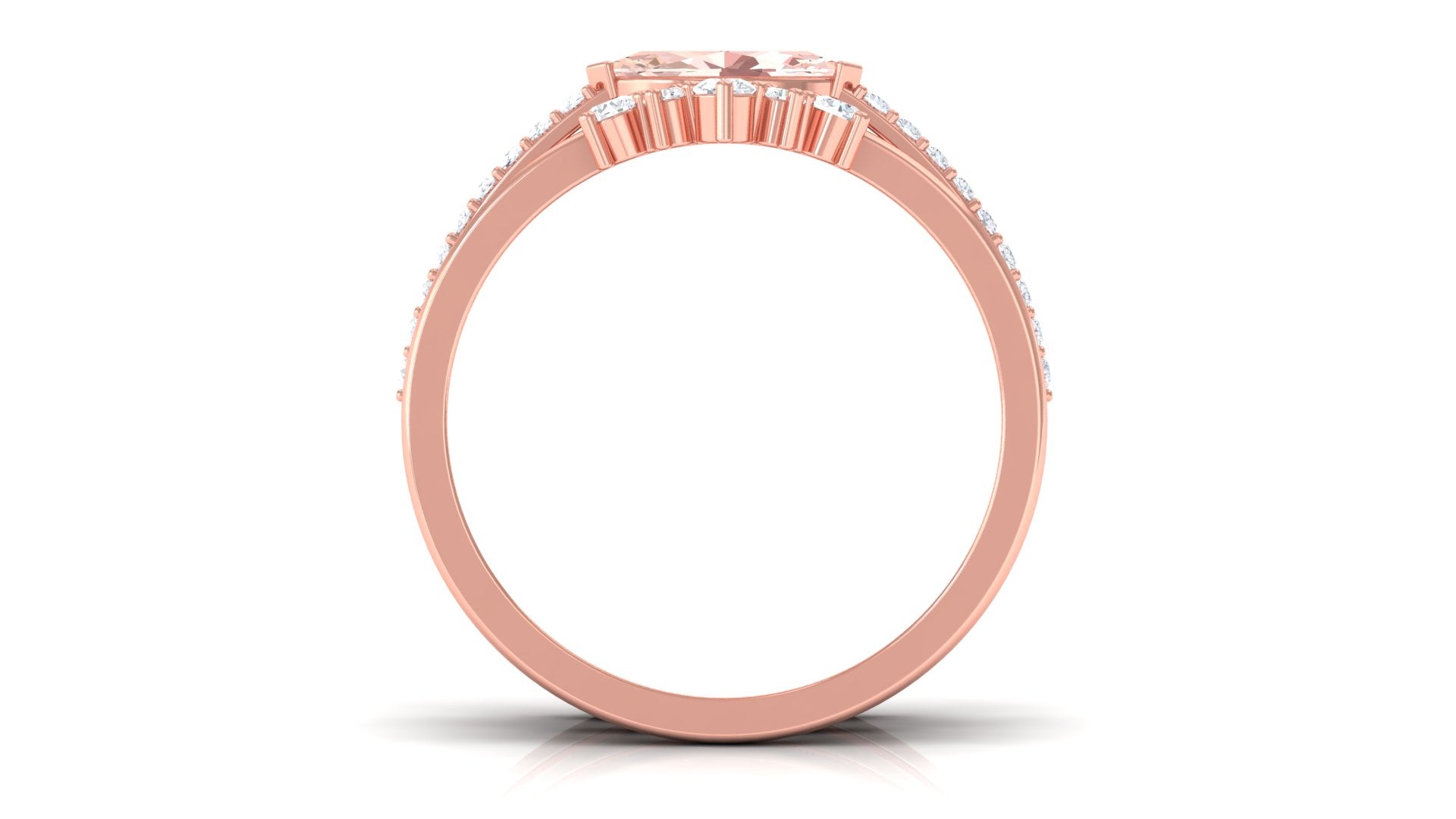 Marquise Cut Morganite Stackable Ring Set with Diamond Morganite - ( AAA ) - Quality - Rosec Jewels