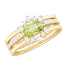 Natural Peridot and Diamond Ring Set in Prong Setting Peridot - ( AAA ) - Quality - Rosec Jewels