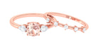 Cushion Cut Morganite Ring Set with Diamond Morganite - ( AAA ) - Quality - Rosec Jewels