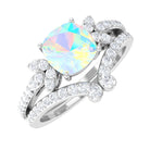 Cushion Cut Ethiopian Opal and Diamond Bridal Ring Set Ethiopian Opal - ( AAA ) - Quality - Rosec Jewels