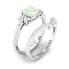 Cushion Cut Ethiopian Opal and Diamond Bridal Ring Set Ethiopian Opal - ( AAA ) - Quality - Rosec Jewels