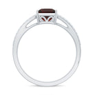 Princess Cut Garnet Solitaire Engagement Ring with Diamond Garnet - ( AAA ) - Quality - Rosec Jewels