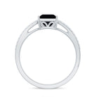 Princess Cut Black Onyx Solitaire Ring with Diamond Black Onyx - ( AAA ) - Quality - Rosec Jewels