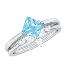 Princess Cut Aquamarine Wedding Ring Set with Diamond Aquamarine - ( AAA ) - Quality - Rosec Jewels