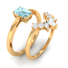 Octagon Cut Aquamarine Wedding Ring Set with Diamond Aquamarine - ( AAA ) - Quality - Rosec Jewels