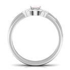 Octagon Cut Rose Quartz Wedding Ring Set with Diamond Rose Quartz - ( AAA ) - Quality - Rosec Jewels