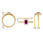 1.25 CT Emerald Cut Rhodolite and Diamond Designer Ring Set Rhodolite - ( AAA ) - Quality - Rosec Jewels