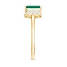 2 CT Octagon Cut Created Emerald and Diamond Solitaire Engagement Ring Lab Created Emerald - ( AAAA ) - Quality - Rosec Jewels