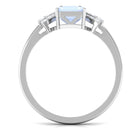 Emerald Cut Moonstone Designer Solitaire Ring with Diamond Moonstone - ( AAA ) - Quality - Rosec Jewels