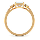 Emerald Cut Moonstone Designer Solitaire Ring with Diamond Moonstone - ( AAA ) - Quality - Rosec Jewels