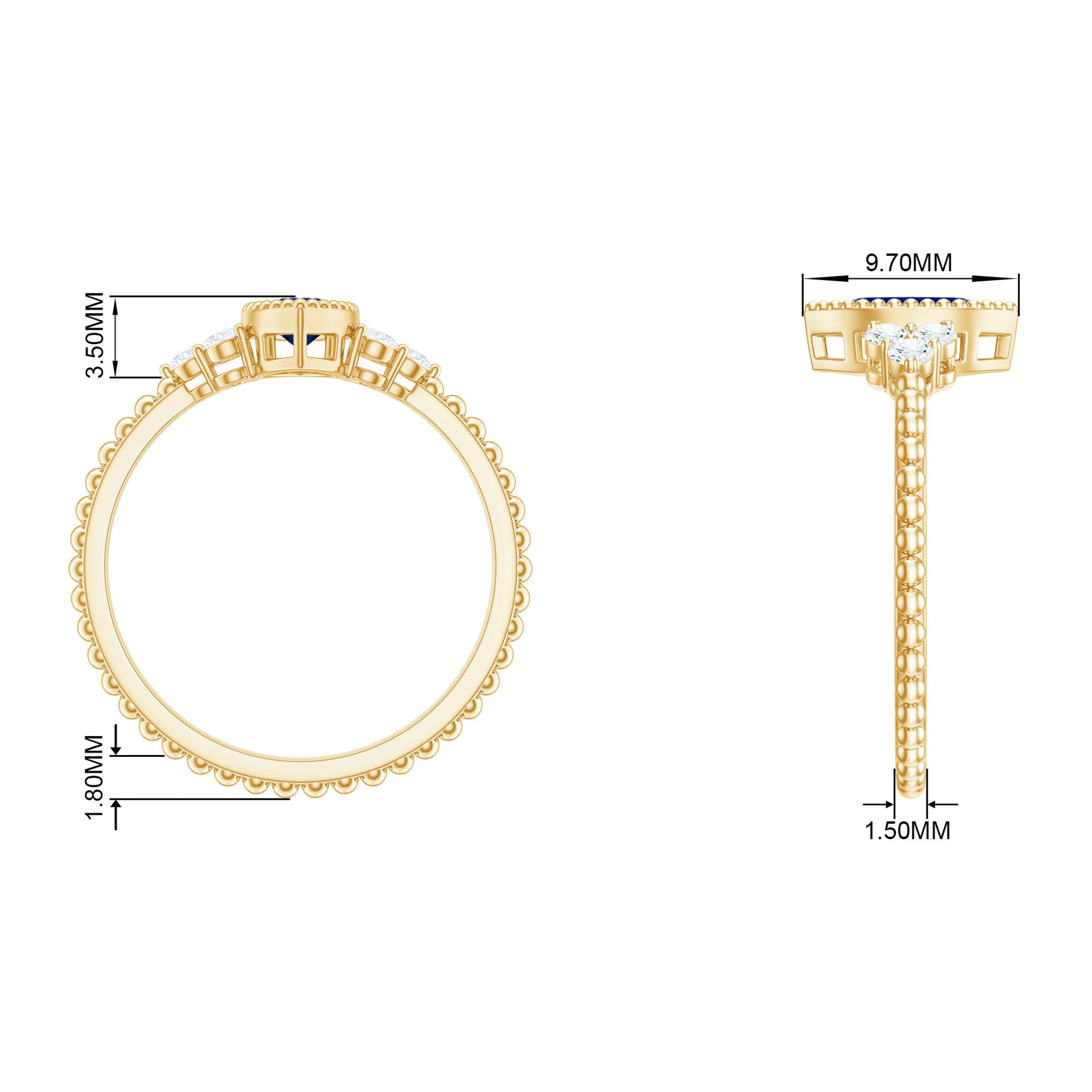 Marquise Cut Created Blue Sapphire Promise Ring With Diamond Lab Created Blue Sapphire - ( AAAA ) - Quality - Rosec Jewels