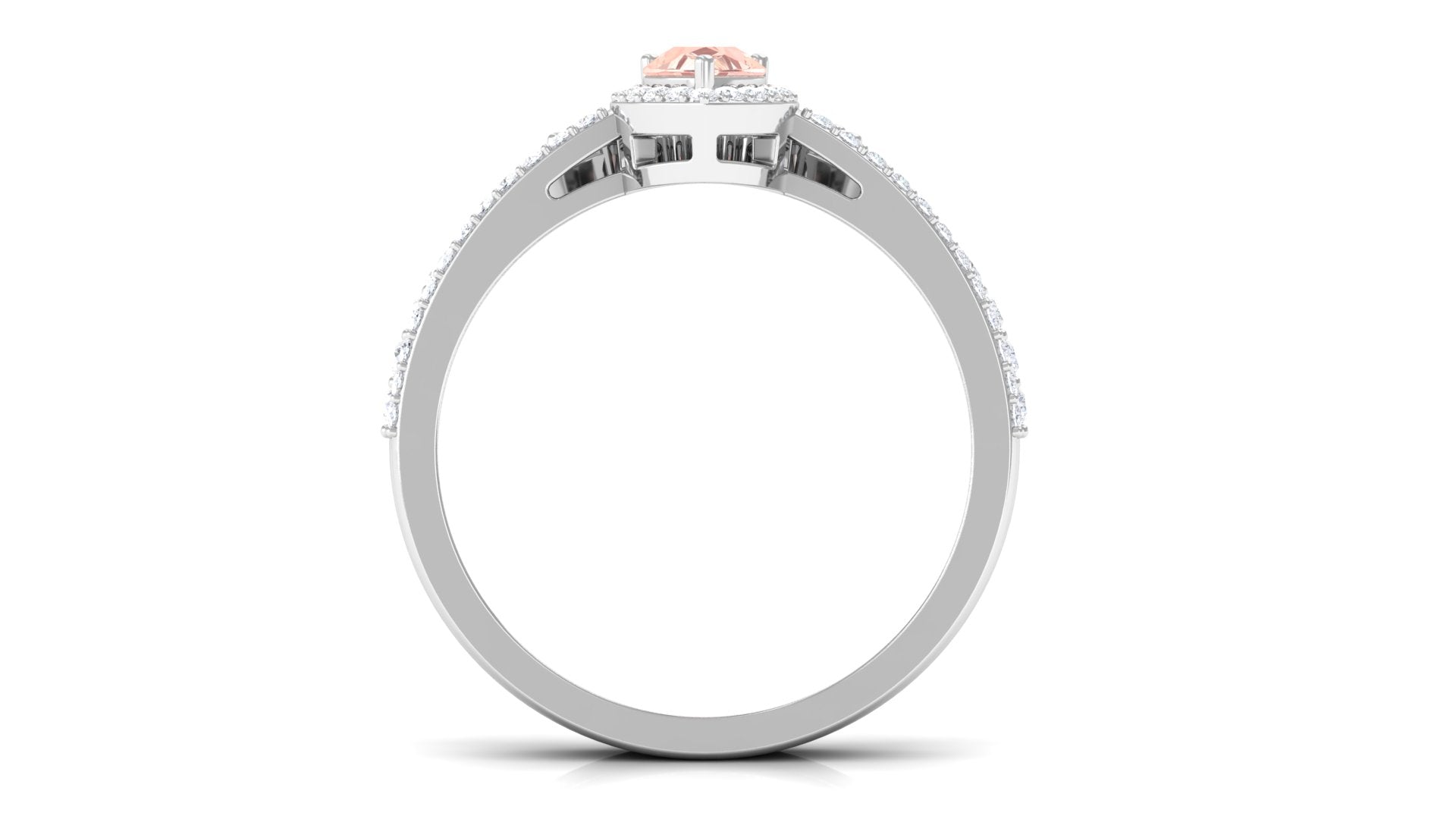 Morganite Designer Teardrop Ring Set with Diamond Halo Morganite - ( AAA ) - Quality - Rosec Jewels