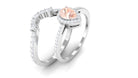 Morganite Designer Teardrop Ring Set with Diamond Halo Morganite - ( AAA ) - Quality - Rosec Jewels