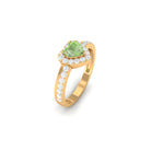 Green Sapphire Heart Engagement Ring with Diamond Halo Green Sapphire - ( AAA ) - Quality - Rosec Jewels