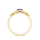 Real Amethyst Heart Promise Ring with Diamond Amethyst - ( AAA ) - Quality - Rosec Jewels