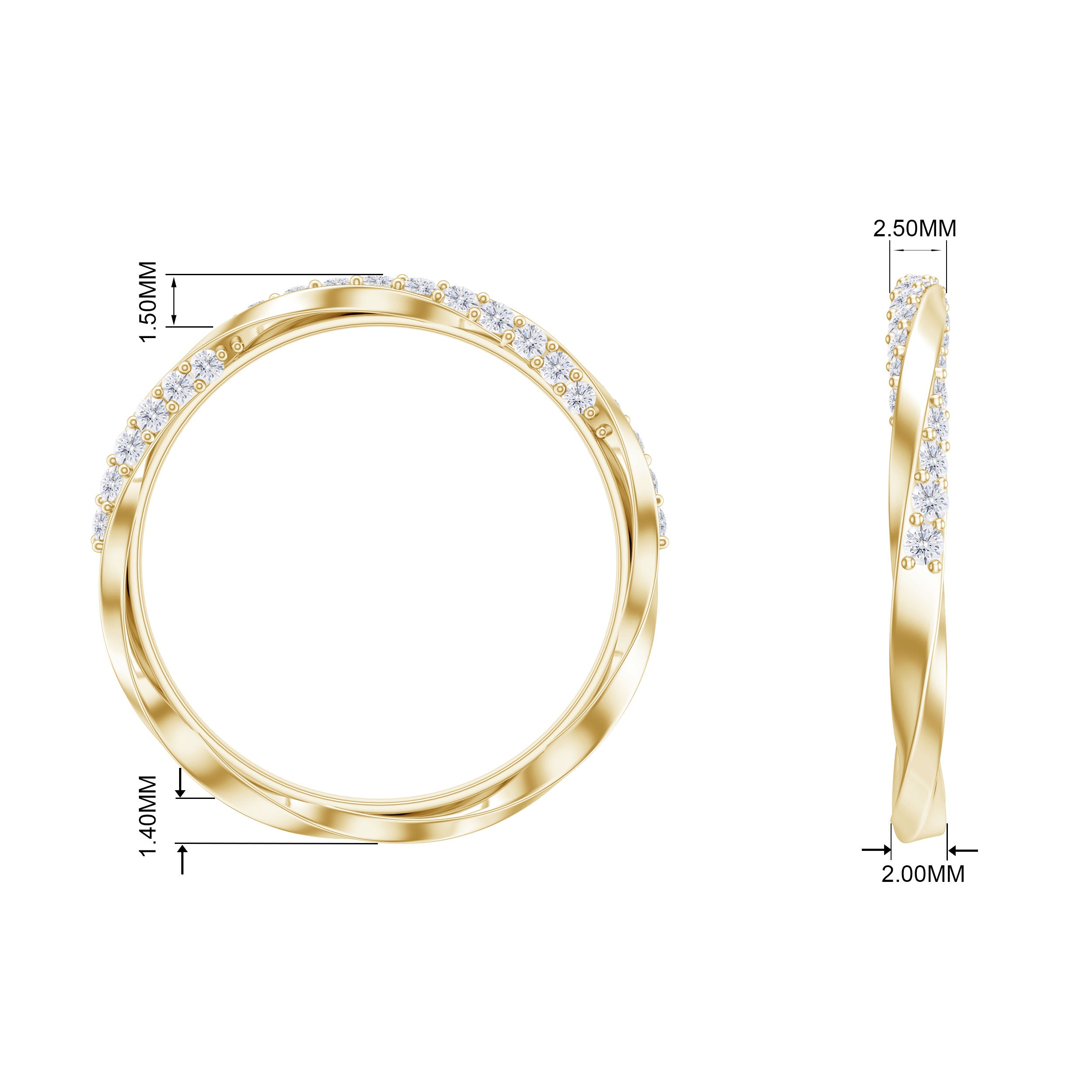 Diamond Gold Twisted Eternity Promise Ring Diamond - ( HI-SI ) - Color and Clarity - Rosec Jewels