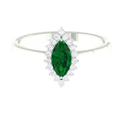 Marquise Cut Emerald Engagement Ring with Diamond Halo Emerald - ( AAA ) - Quality - Rosec Jewels