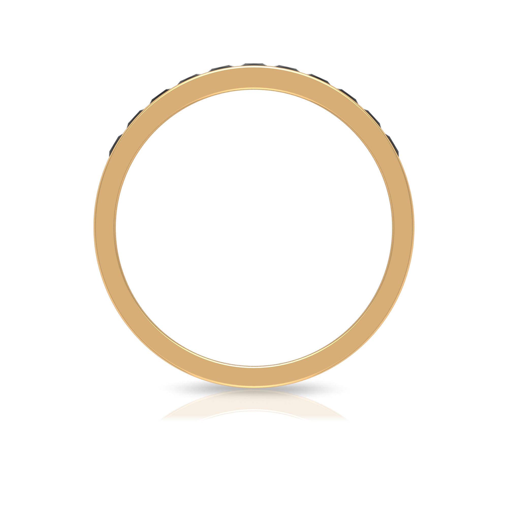 Minimal Princess Cut Black Onyx Semi Eternity Ring in Channel Setting Black Onyx - ( AAA ) - Quality - Rosec Jewels