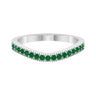 1/4 CT Emerald Curved Stackable Band with Milgrains Emerald - ( AAA ) - Quality - Rosec Jewels