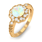 Ethiopian Opal and Diamond Flower Engagement Ring Ethiopian Opal - ( AAA ) - Quality - Rosec Jewels