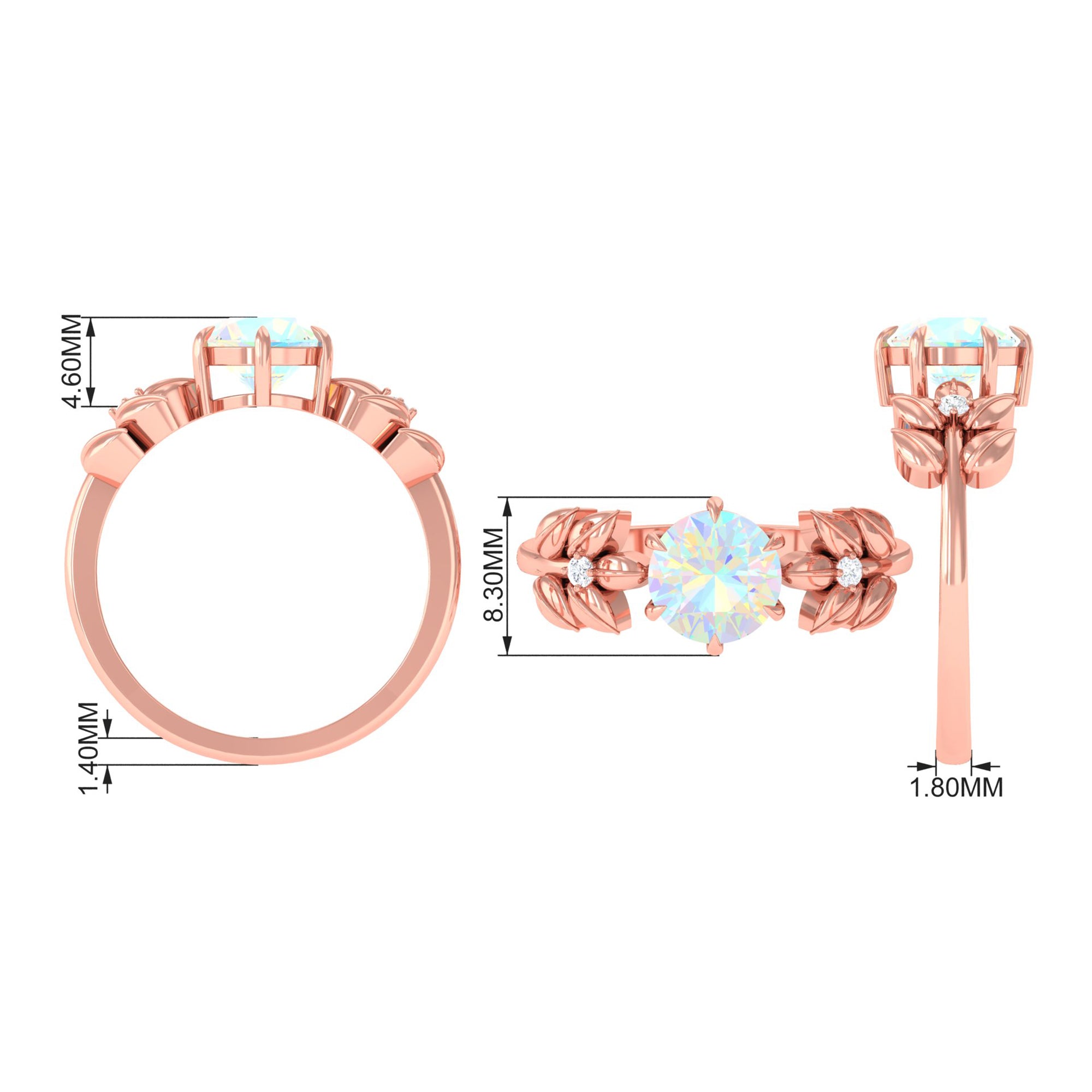 2 CT Floral Inspired Ethiopian Opal and Diamond Solitaire Engagement Ring Ethiopian Opal - ( AAA ) - Quality - Rosec Jewels