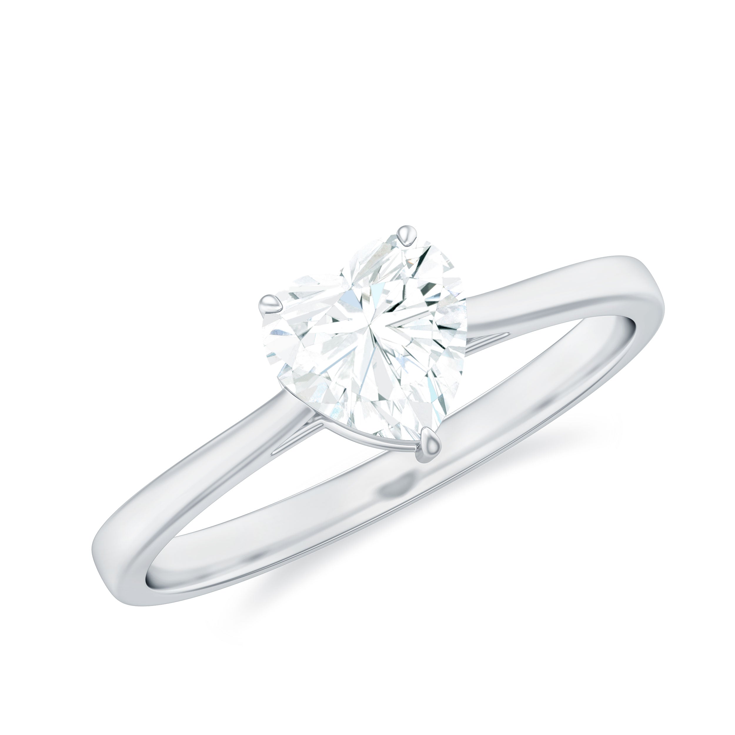 1.5 CT Heart Shape Moissanite Solitaire Silver Ring - Rosec Jewels