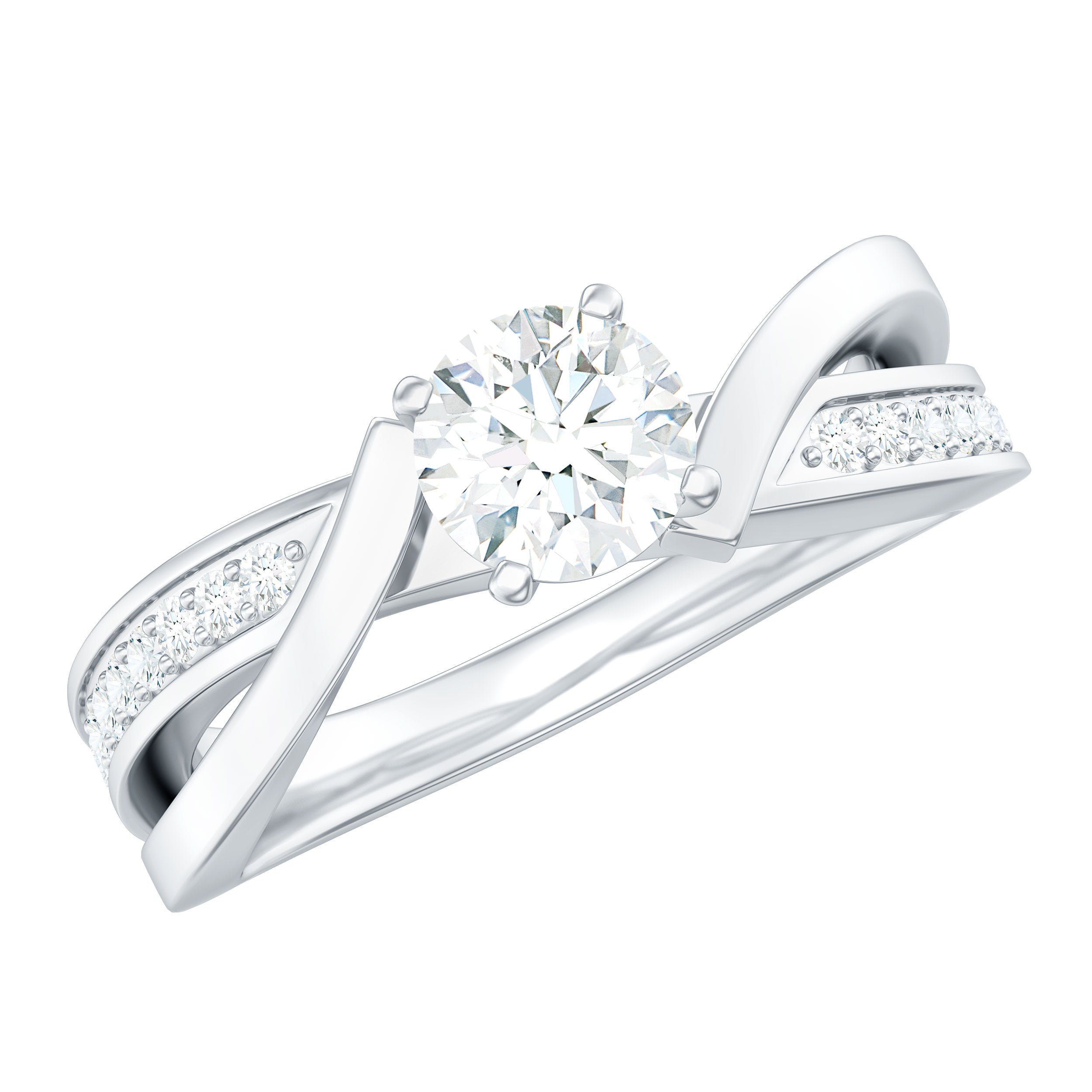 Round Shape Solitaire Moissanite Infinity Engagement Ring Moissanite - ( D-VS1 ) - Color and Clarity - Rosec Jewels