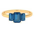 1.75 CT Octagon Cut London Blue Topaz Three Stone Ring London Blue Topaz - ( AAA ) - Quality - Rosec Jewels