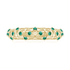 Round Created Emerald Semi Eternity Band Ring with Gold Filigree Details Lab Created Emerald - ( AAAA ) - Quality - Rosec Jewels