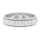 Round Cut Moissanite Wedding Band with Twisted Rope Detailing Moissanite - ( D-VS1 ) - Color and Clarity - Rosec Jewels