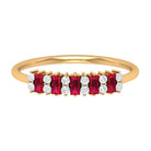 1.75 CT Created Ruby and Diamond Minimal Cluster Ring Lab Created Ruby - ( AAAA ) - Quality - Rosec Jewels