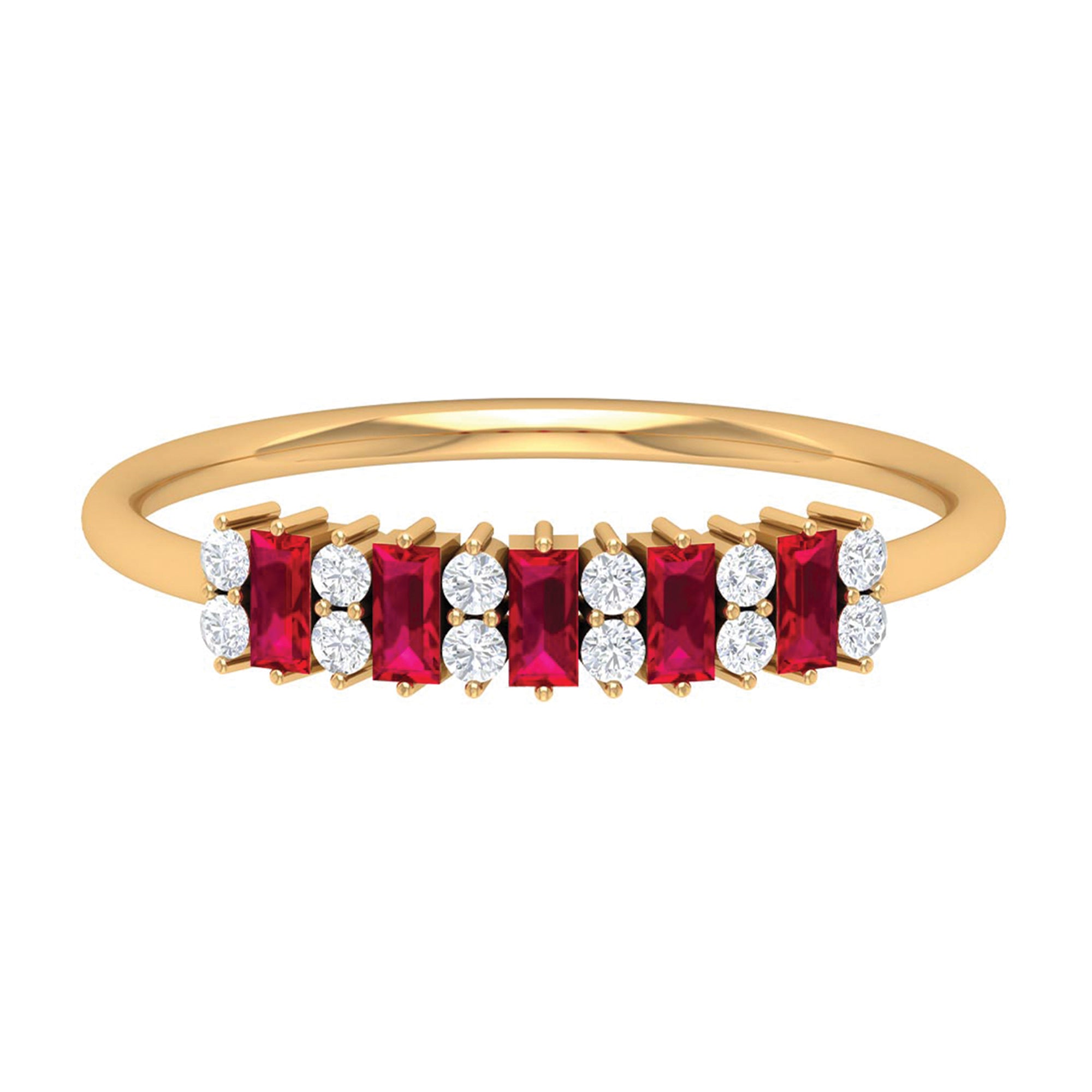 1.75 CT Created Ruby and Diamond Minimal Cluster Ring Lab Created Ruby - ( AAAA ) - Quality - Rosec Jewels