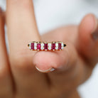 1.75 CT Created Ruby and Diamond Minimal Cluster Ring Lab Created Ruby - ( AAAA ) - Quality - Rosec Jewels