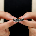 Natural Black Onyx Half Eternity Ring Black Onyx - ( AAA ) - Quality - Rosec Jewels